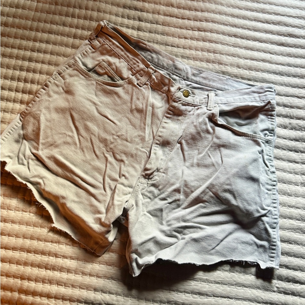 Wrangler Tan Jean Shorts Distressed Mid-Thigh